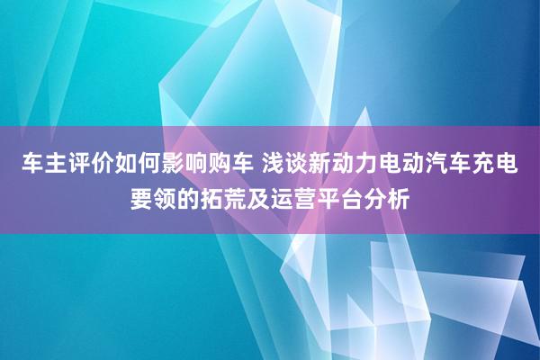 车主评价如何影响购车 浅谈新动力电动汽车充电要领的拓荒及运营平台分析