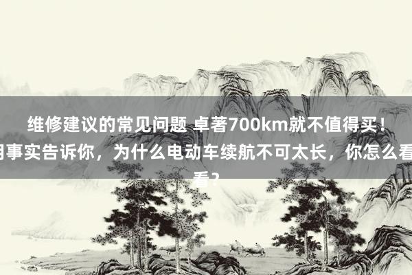 维修建议的常见问题 卓著700km就不值得买！用事实告诉你，为什么电动车续航不可太长，你怎么看？