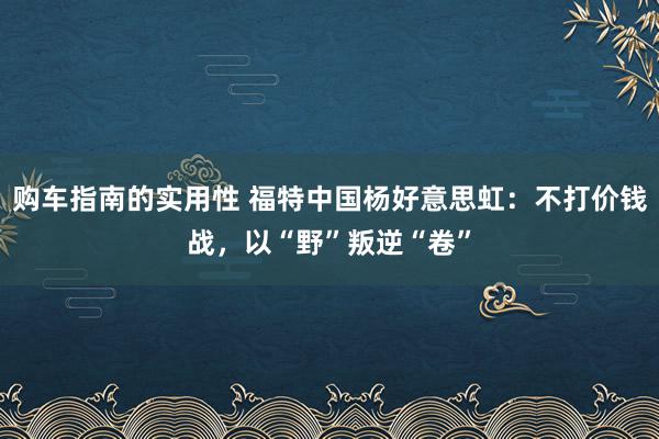 购车指南的实用性 福特中国杨好意思虹：不打价钱战，以“野”叛逆“卷”