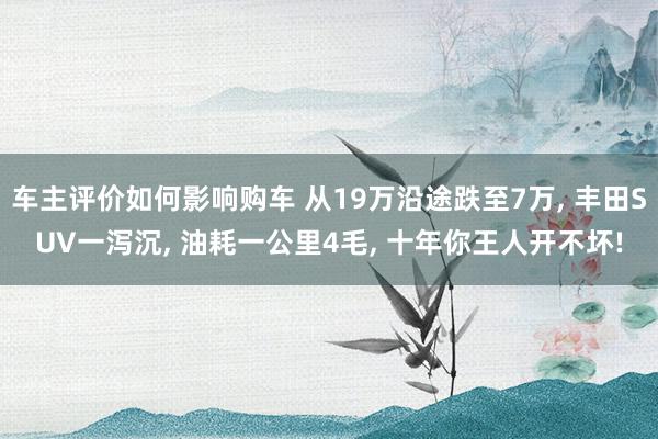 车主评价如何影响购车 从19万沿途跌至7万, 丰田SUV一泻沉, 油耗一公里4毛, 十年你王人开不坏!