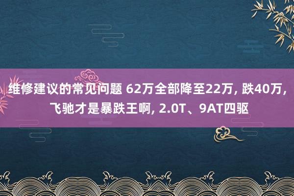 维修建议的常见问题 62万全部降至22万, 跌40万, 飞驰才是暴跌王啊, 2.0T、9AT四驱