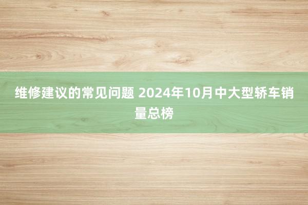 维修建议的常见问题 2024年10月中大型轿车销量总榜