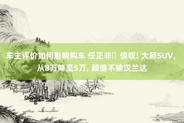 车主评价如何影响购车 任正非‌惊叹! 大师SUV, 从8万降至5万, 颜值不输汉兰达