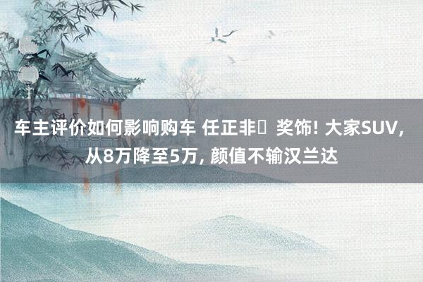 车主评价如何影响购车 任正非‌奖饰! 大家SUV, 从8万降至5万, 颜值不输汉兰达