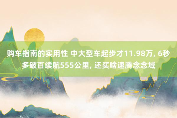 购车指南的实用性 中大型车起步才11.98万, 6秒多破百续航555公里, 还买啥速腾念念域