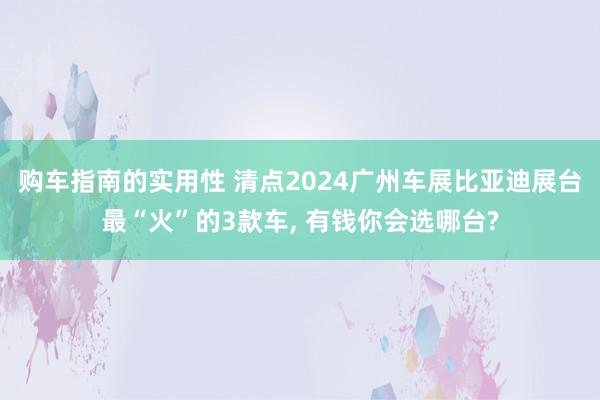 购车指南的实用性 清点2024广州车展比亚迪展台最“火”的3款车, 有钱你会选哪台?