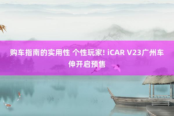 购车指南的实用性 个性玩家! iCAR V23广州车伸开启预售