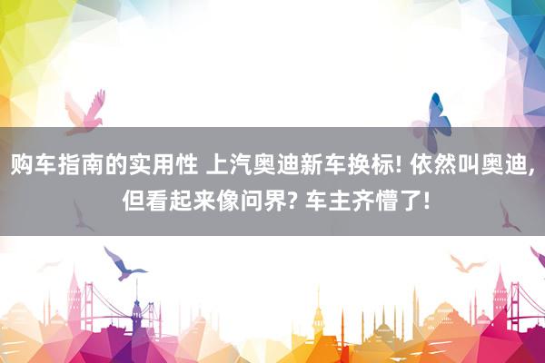 购车指南的实用性 上汽奥迪新车换标! 依然叫奥迪, 但看起来像问界? 车主齐懵了!