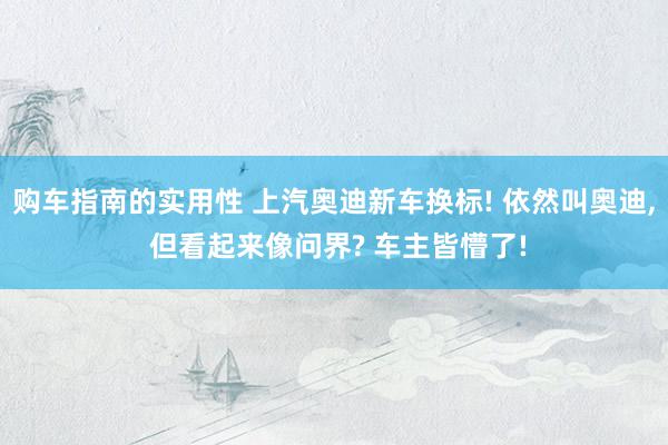 购车指南的实用性 上汽奥迪新车换标! 依然叫奥迪, 但看起来像问界? 车主皆懵了!