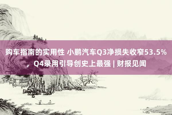 购车指南的实用性 小鹏汽车Q3净损失收窄53.5%，Q4录用引导创史上最强 | 财报见闻