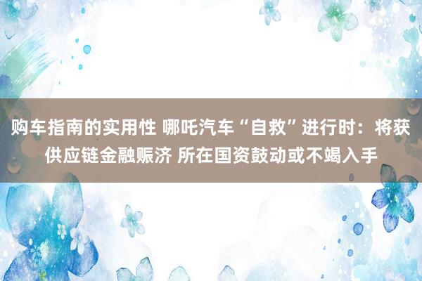 购车指南的实用性 哪吒汽车“自救”进行时：将获供应链金融赈济 所在国资鼓动或不竭入手