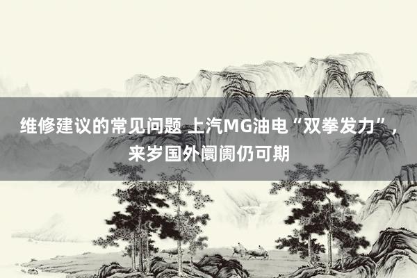 维修建议的常见问题 上汽MG油电“双拳发力”，来岁国外阛阓仍可期