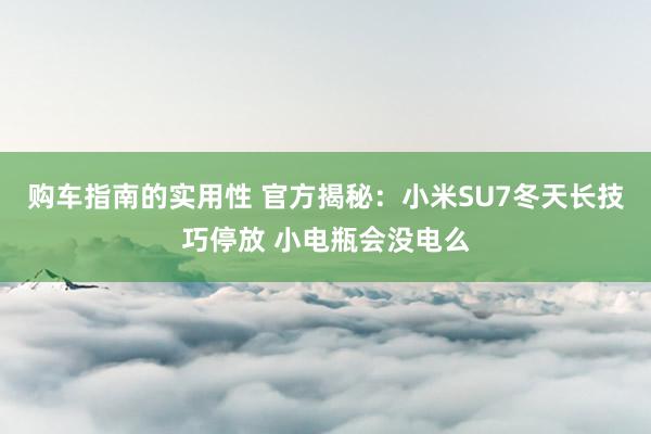 购车指南的实用性 官方揭秘：小米SU7冬天长技巧停放 小电瓶会没电么