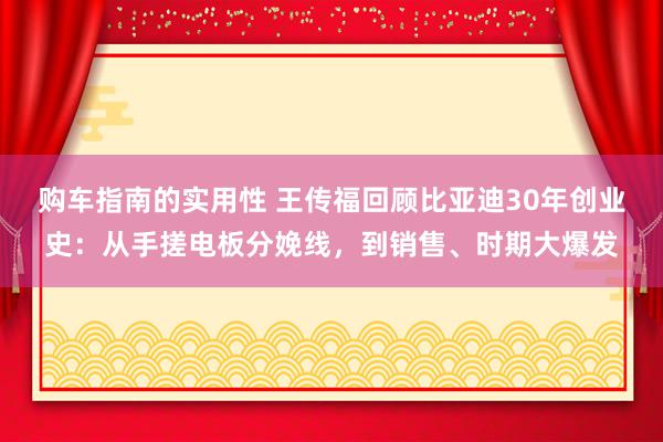 购车指南的实用性 王传福回顾比亚迪30年创业史：从手搓电板分娩线，到销售、时期大爆发