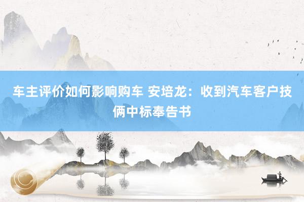 车主评价如何影响购车 安培龙：收到汽车客户技俩中标奉告书