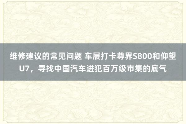 维修建议的常见问题 车展打卡尊界S800和仰望U7，寻找中国汽车进犯百万级市集的底气