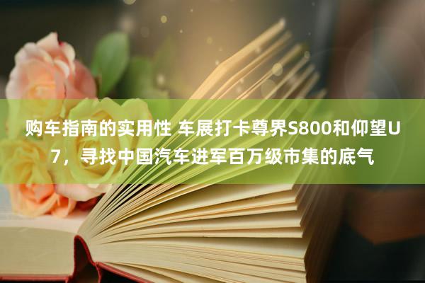 购车指南的实用性 车展打卡尊界S800和仰望U7，寻找中国汽车进军百万级市集的底气