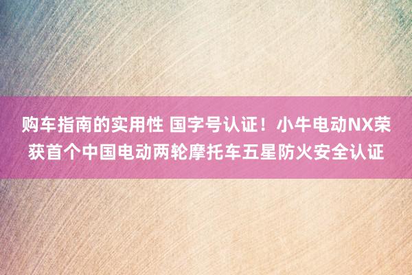 购车指南的实用性 国字号认证！小牛电动NX荣获首个中国电动两轮摩托车五星防火安全认证