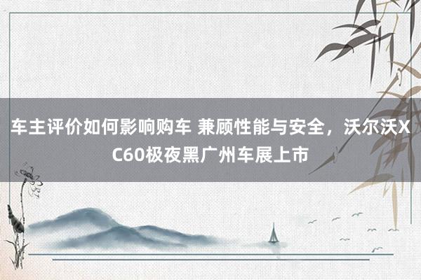 车主评价如何影响购车 兼顾性能与安全，沃尔沃XC60极夜黑广州车展上市