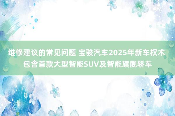 维修建议的常见问题 宝骏汽车2025年新车权术 包含首款大型智能SUV及智能旗舰轿车